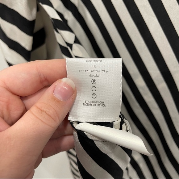 BCBGMaxAzria Asymmetric Stripe Open Back Silk Top Blouse Small - Picture 6 of 8